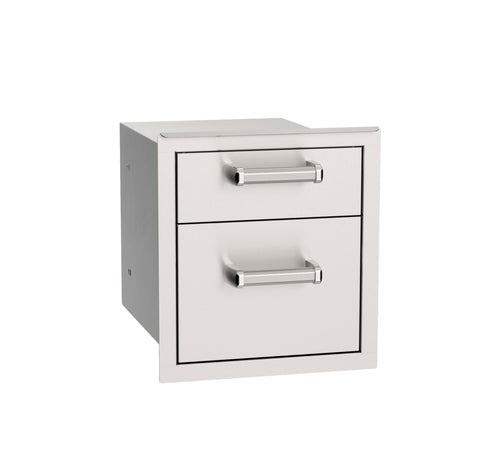 Fire Magic 53802SC 14-Inch Double Access Drawer | Soft Close Stainless Steel Outdoor Kitchen Storage