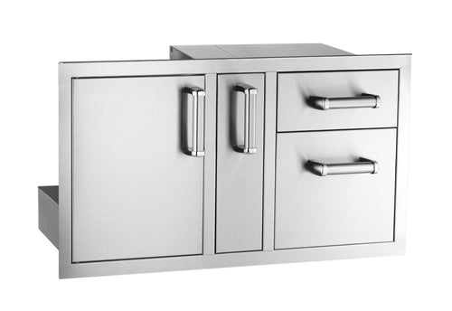 Fire Magic 53816SC 36-Inch Access Door with Platter Storage & Double Drawer | Soft Close Stainless Steel BBQ Island Storage Combo