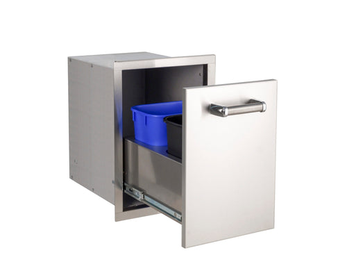 Fire Magic 53820TSC 14-Inch Enclosed Trash Cabinet with Soft Close | Built-In Stainless Steel Outdoor Trash Drawer