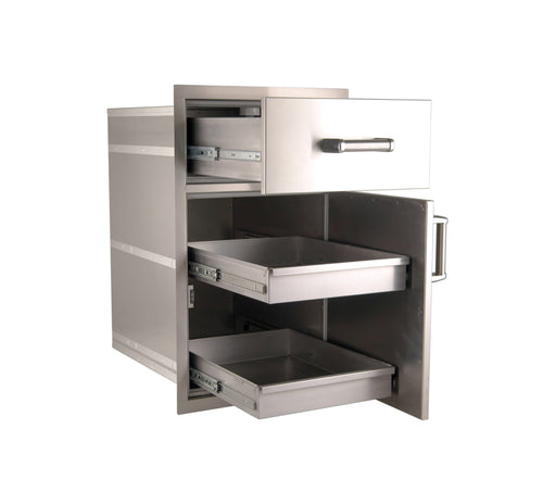 Fire Magic 54020S 20-Inch Outdoor Pantry with Slide-Out Shelves & Access Drawer | Built-In Stainless Steel Storage for Outdoor Kitchens